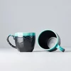 Kép 2/4 - Made in Japan Matt Black & Turquoise füles bögre