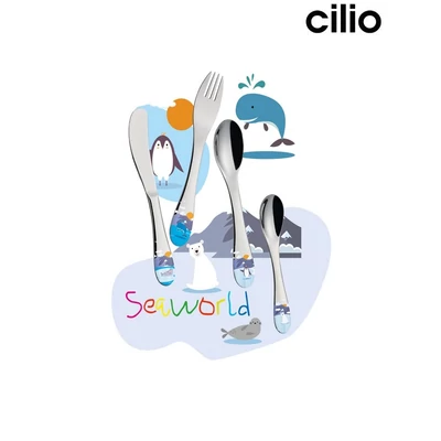 Cilio SEAWORLD gyermek-evőeszköz készlet, 4 db-os