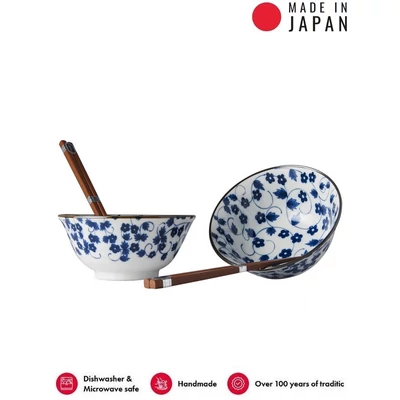 Made in Japan Daisy Pattern on White tálkészlet evőpálcikákkal