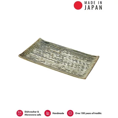 Made in Japan Green Contour szögletes tányér, 24 x 15 cm