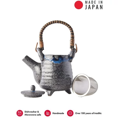 Made in Japan Dry Black/Cobalt Blue teáskanna szűrővel, 460 ml