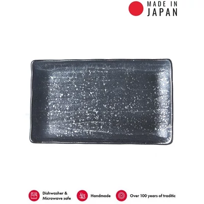 Made in Japan Ibushi Black szögletes tányér, 22 x 13 cm