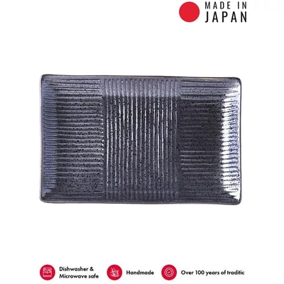 Made in Japan Lines Black szögletes tál, 21 x 13 cm