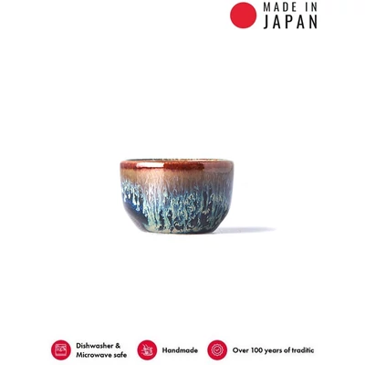 Made in Japan Black - Bright Blue Drip sake csésze, 50 ml