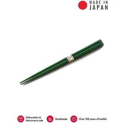 Made in Japan Green lakkozott természetes fa evőpálcika