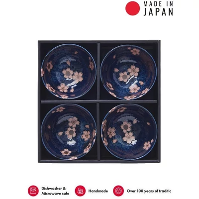 Made in Japan Navy with Pink Sakura tálkészlet, 4 x 200 ml