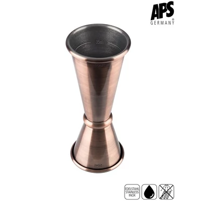 APS adagolópohár - jigger, 25/50 ml, antik vörösréz