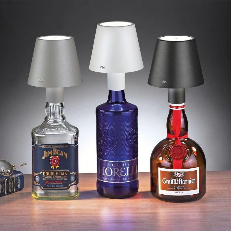 Cilio LUCE LED palack-lámpa, szürke