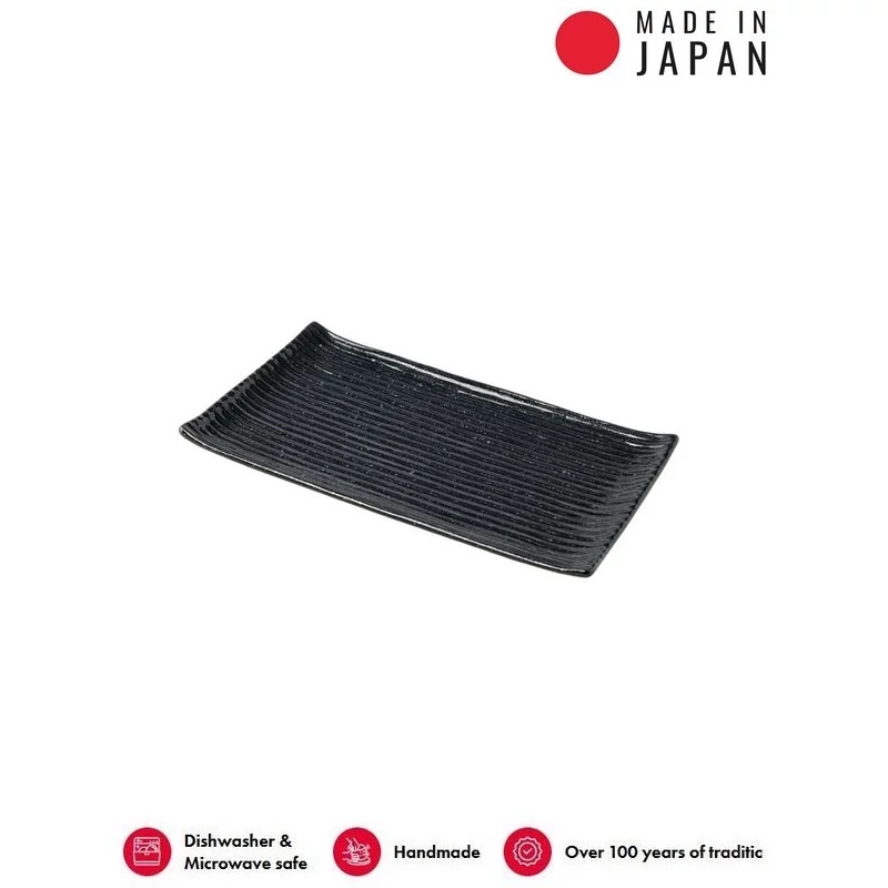 Made in Japan Black Contour szögletes tányér, 24 x 15 cm