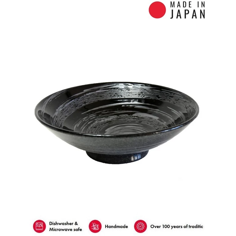 Made in Japan Gunmetal Swirl Ramen tál, 24,5 cm