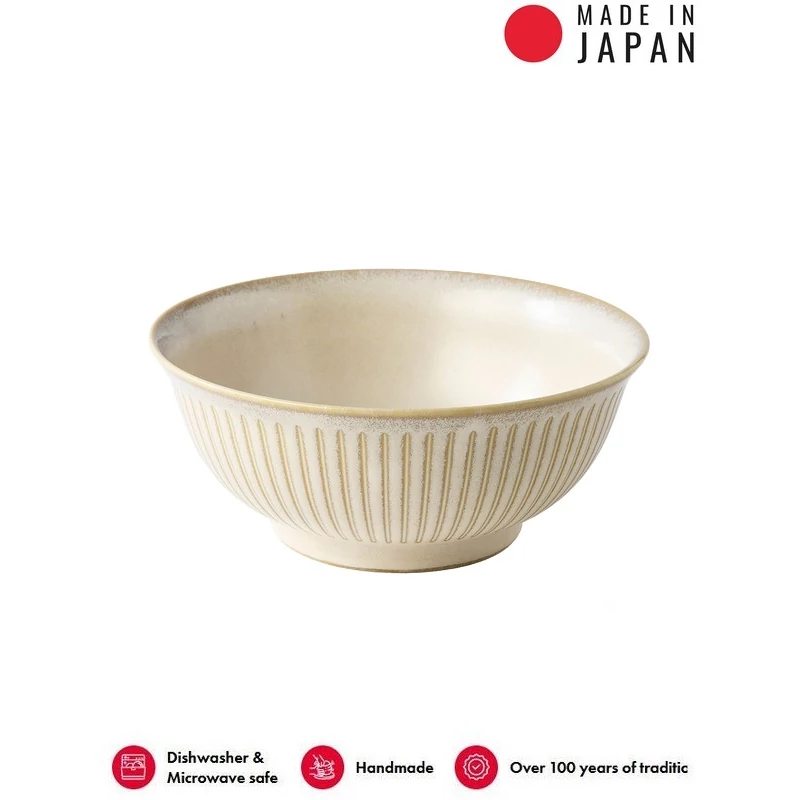 Made in Japan Ridged Alabaster Udon tál, 18 cm