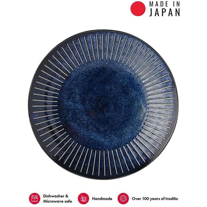 Made in Japan Ridged Indigo lapostányér, 25 cm