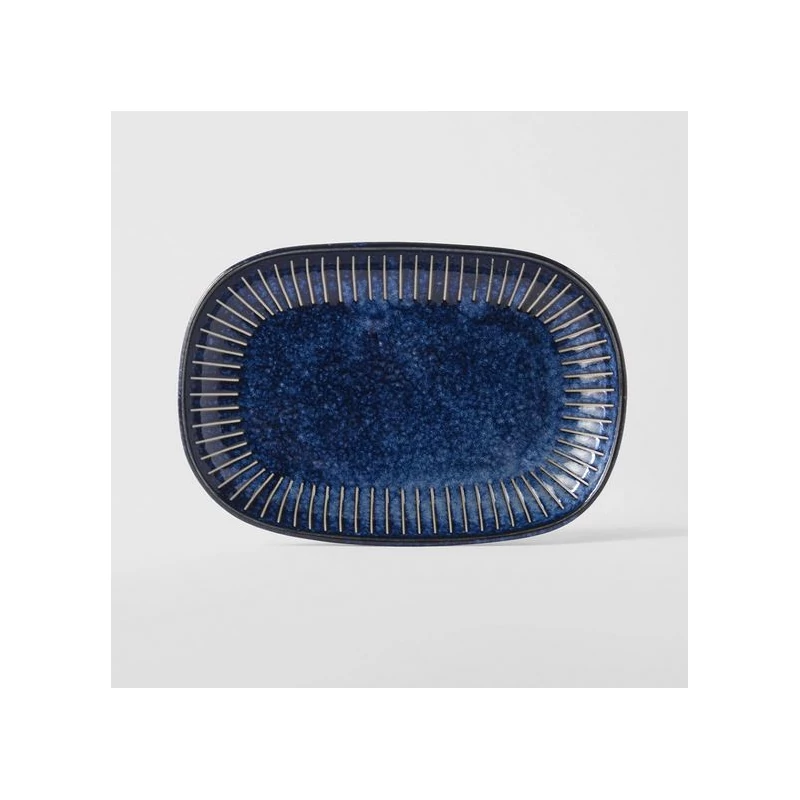 Made in Japan Ridged Indigo ovális tál, 19 x 13 cm
