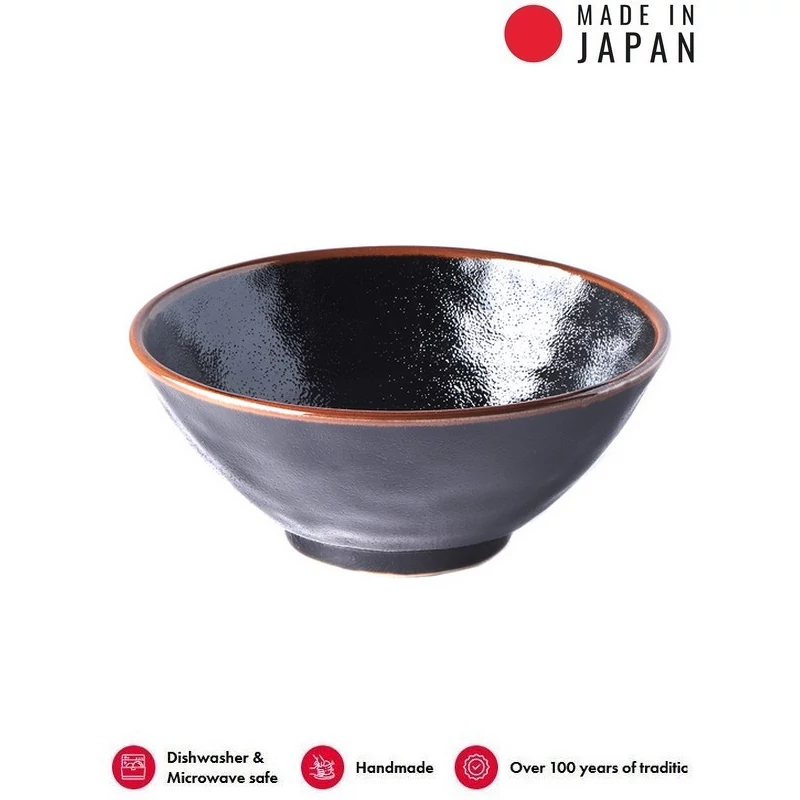 Made in Japan Tenmokku Udon tál, 19,5 cm
