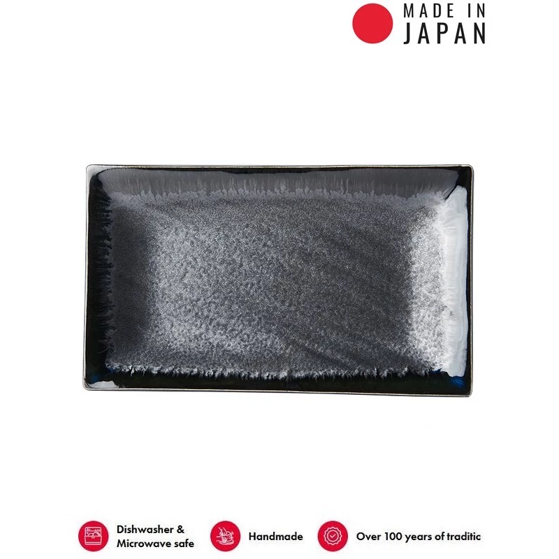 Made in Japan Matt Black szögletes tál, 33 x 19 cm