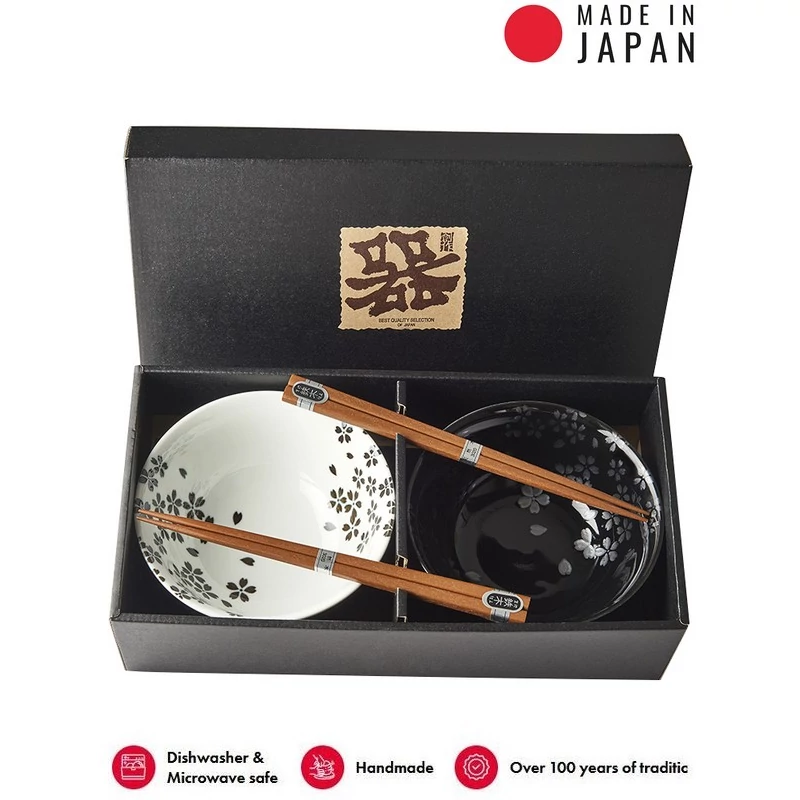 Made in Japan Silver Sakura tálkészlet evőpálcikákkal