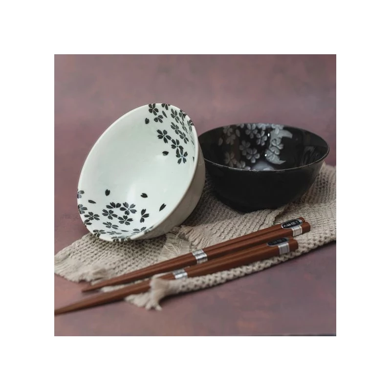 Made in Japan Silver Sakura tálkészlet evőpálcikákkal