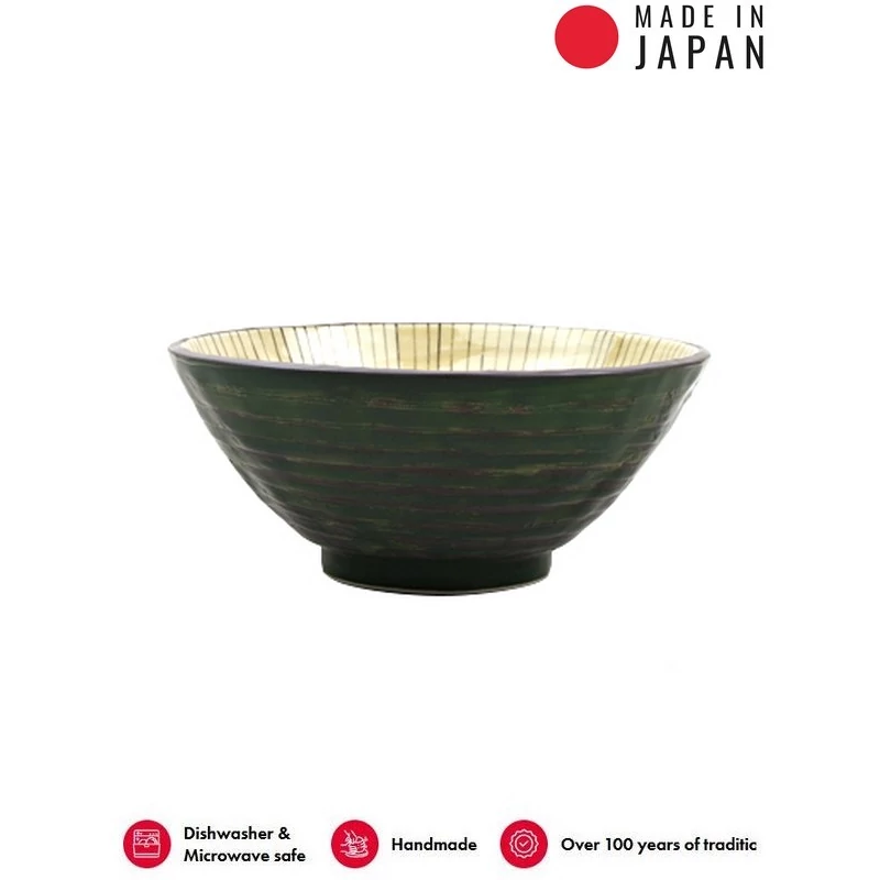 Made in Japan DK Green Udon tál, 19,5 cm