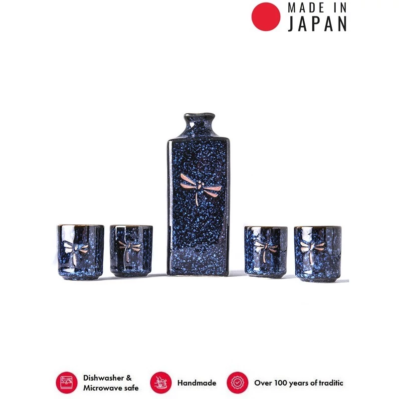 Made in Japan Dark Blue Dragonfly 5 db-os sake készlet