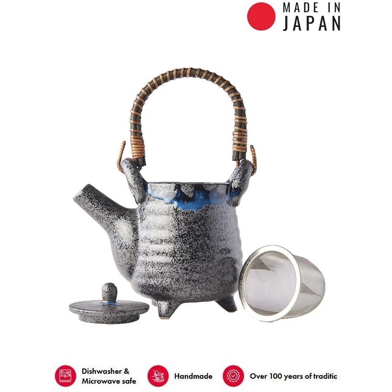 Made in Japan Dry Black/Cobalt Blue teáskanna szűrővel, 460 ml