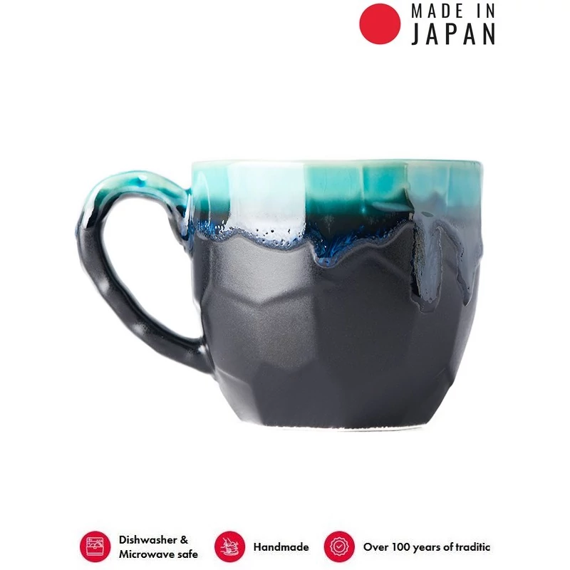 Made in Japan Matt Black & Turquoise füles bögre, 250 ml