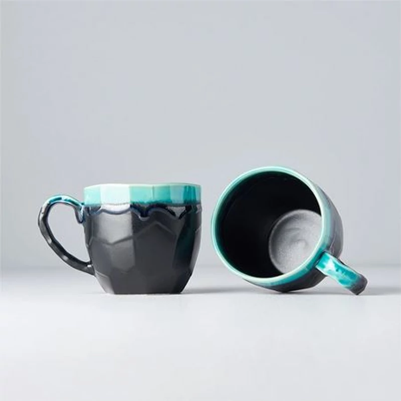 Made in Japan Matt Black & Turquoise füles bögre