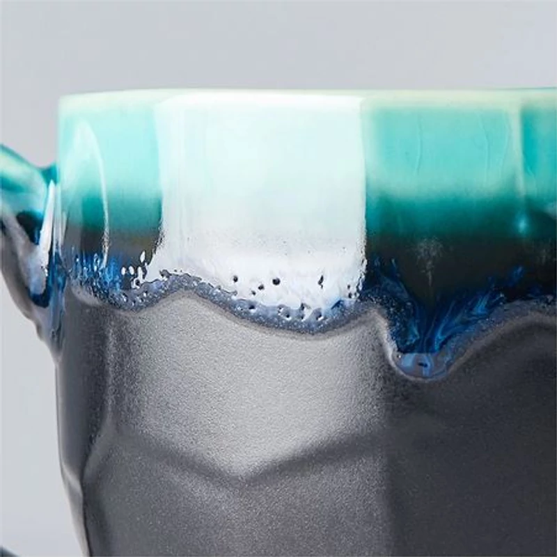 Made in Japan Matt Black & Turquoise füles bögre, 250 ml
