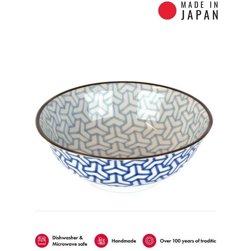 Made in Japan Indigo Ikat Herringbone tál, 19 cm
