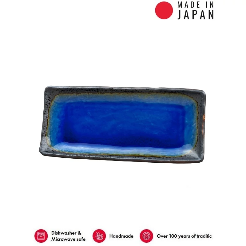 Made in Japan Cobalt Blue szögletes tányér, 28,5 x 12 cm