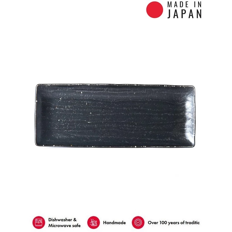 Made in Japan Ibushi Black szögletes tányér, 28 x 11 cm