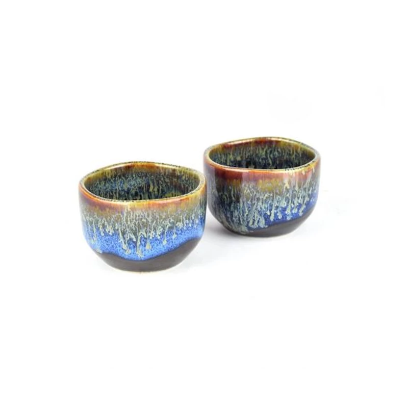 Made in Japan Black - Bright Blue Drip sake csésze, 50 ml