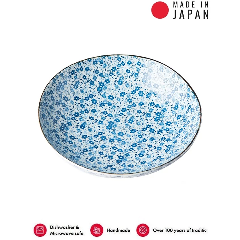 Made in Japan Blue Daisy paszta tál, 21 cm