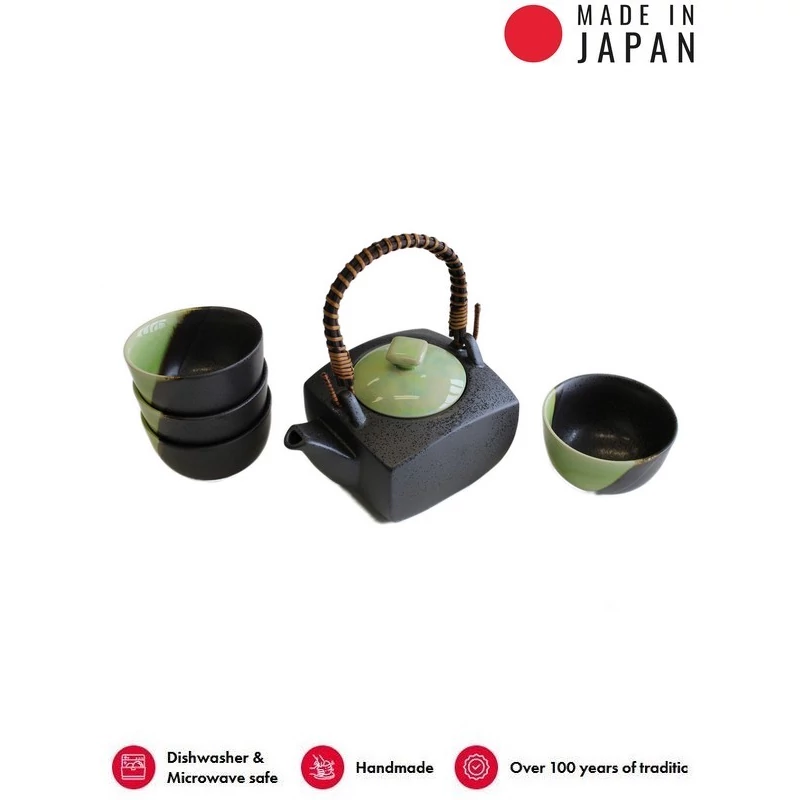 Made in Japan Metallic with Green Section 5 db-os teáskészlet