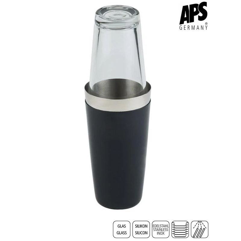 APS boston shaker 2 db-os készlet, fekete gumírozott   