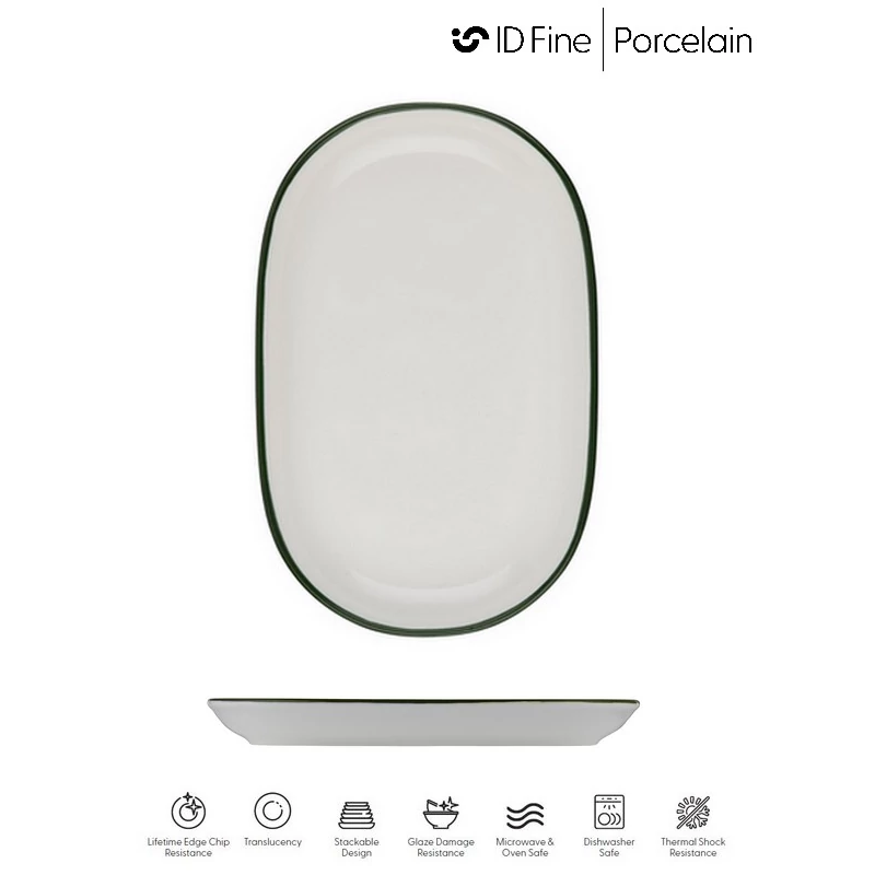 ID Fine MODEST GREEN ovális tál, 28 cm