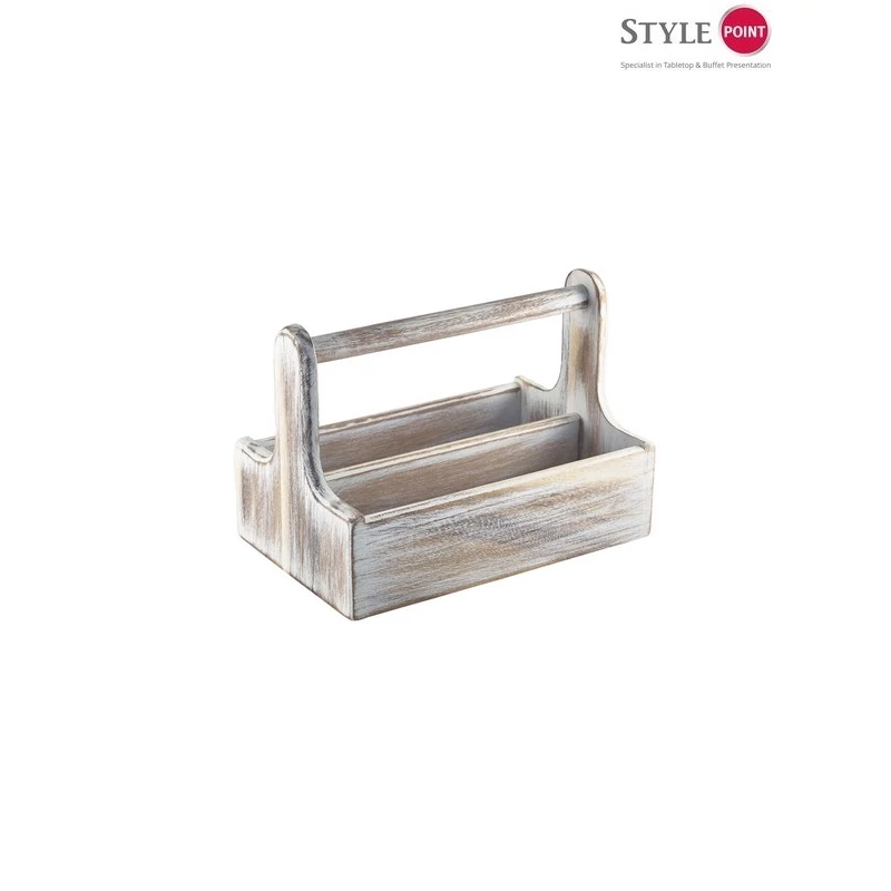 StylePoint fehér fa asztali patika/caddy 25 x 15,3 x 18 cm
