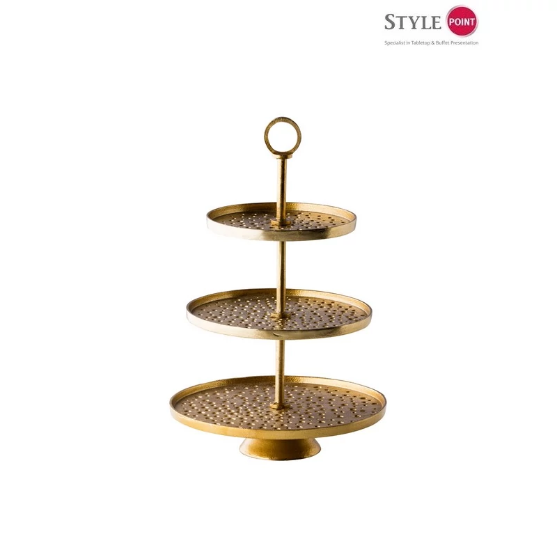 StylePoint arany étazser 3 emelet Ø30/25/20cm x47 cm